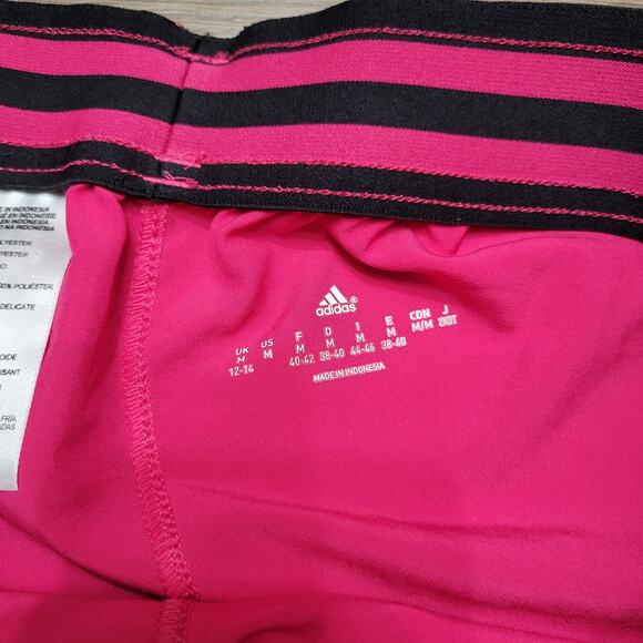 Adidas Shorts Women Medium Pink Black Climalite Running Athleisure Gym Train - Picture 3 of 8